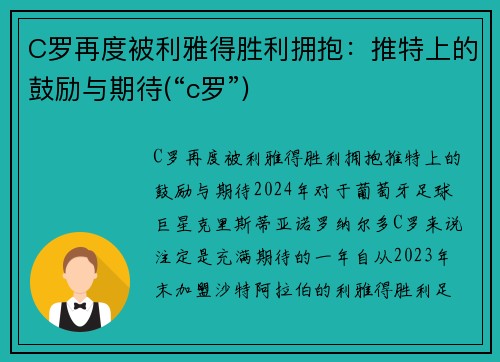 C罗再度被利雅得胜利拥抱：推特上的鼓励与期待(“c罗”)