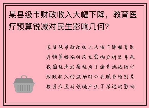 某县级市财政收入大幅下降，教育医疗预算锐减对民生影响几何？