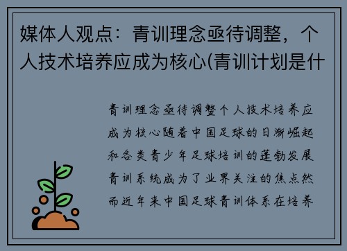 媒体人观点：青训理念亟待调整，个人技术培养应成为核心(青训计划是什么意思)